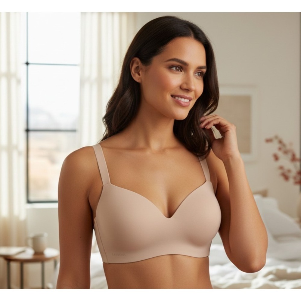 Cacique Nude/Beige Bra Lightly Lined T-Shirt No Wire Full Coverage -34G